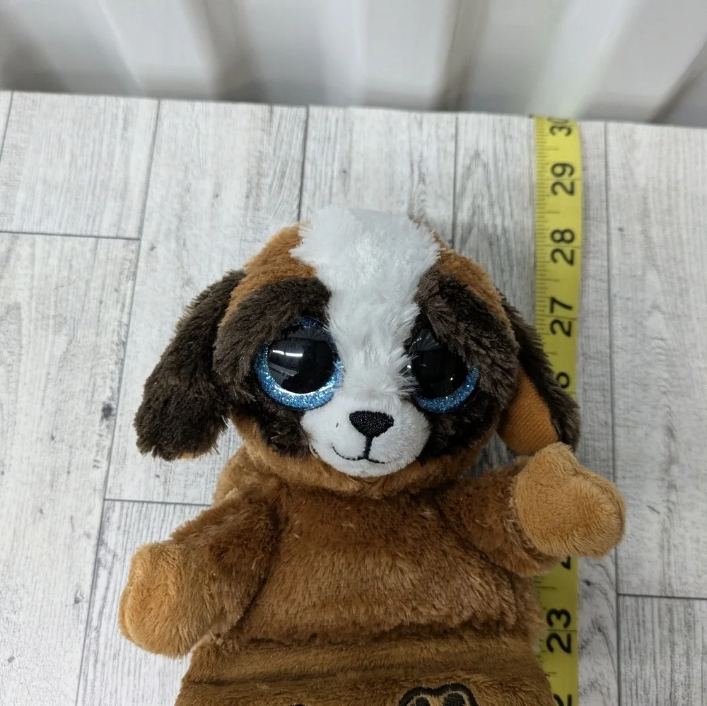 Ty Brown and White Stuffed Animal with Blue Eyes